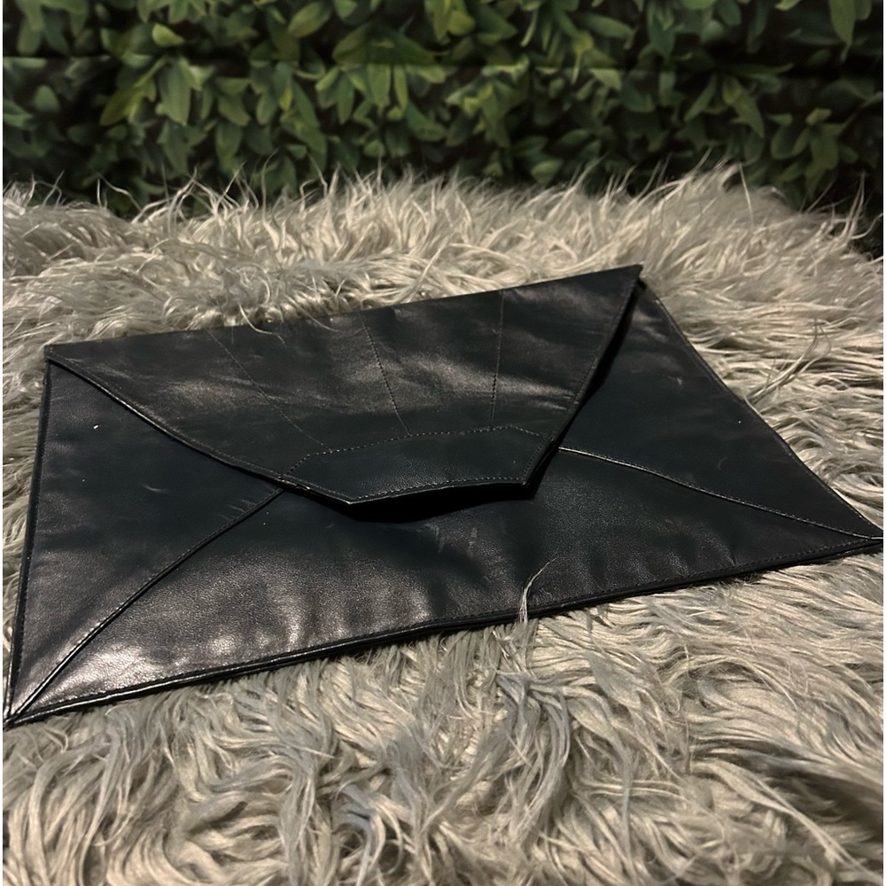 Vintage JACARANDA Envelope Leather Clutch Bag 13”x 9” GUC 70’s Disco Chic